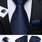 Classic 100% Silk Men's Ties 8cm Blue Plaid Dot Striped Business Necktie Handkerchief Wedding Party Tie Set The Clothing Company Sydney