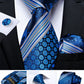 Classic 100% Silk Men's Ties 8cm Blue Plaid Dot Striped Business Necktie Handkerchief Wedding Party Tie Set The Clothing Company Sydney