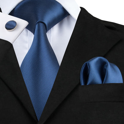 3 Piece Business Classic Blue Black Striped Solid Neck Tie Necktie Pocket Square Cufflinks Wedding Party Silk Tie Set The Clothing Company Sydney