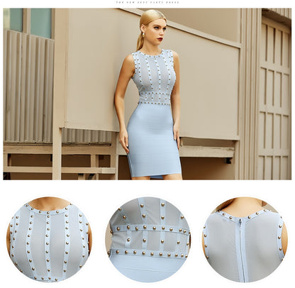 Summer Tank Sleeveless Women's Bodycon Bandage Dress Lace Beading Celebrity Club Evening Runway Party Dress The Clothing Company Sydney