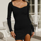 Green Long Sleeve Knitted Dress Elegant Sweetheart Neck Party Autumn Winter Bodycon Sweater Dress The Clothing Company Sydney