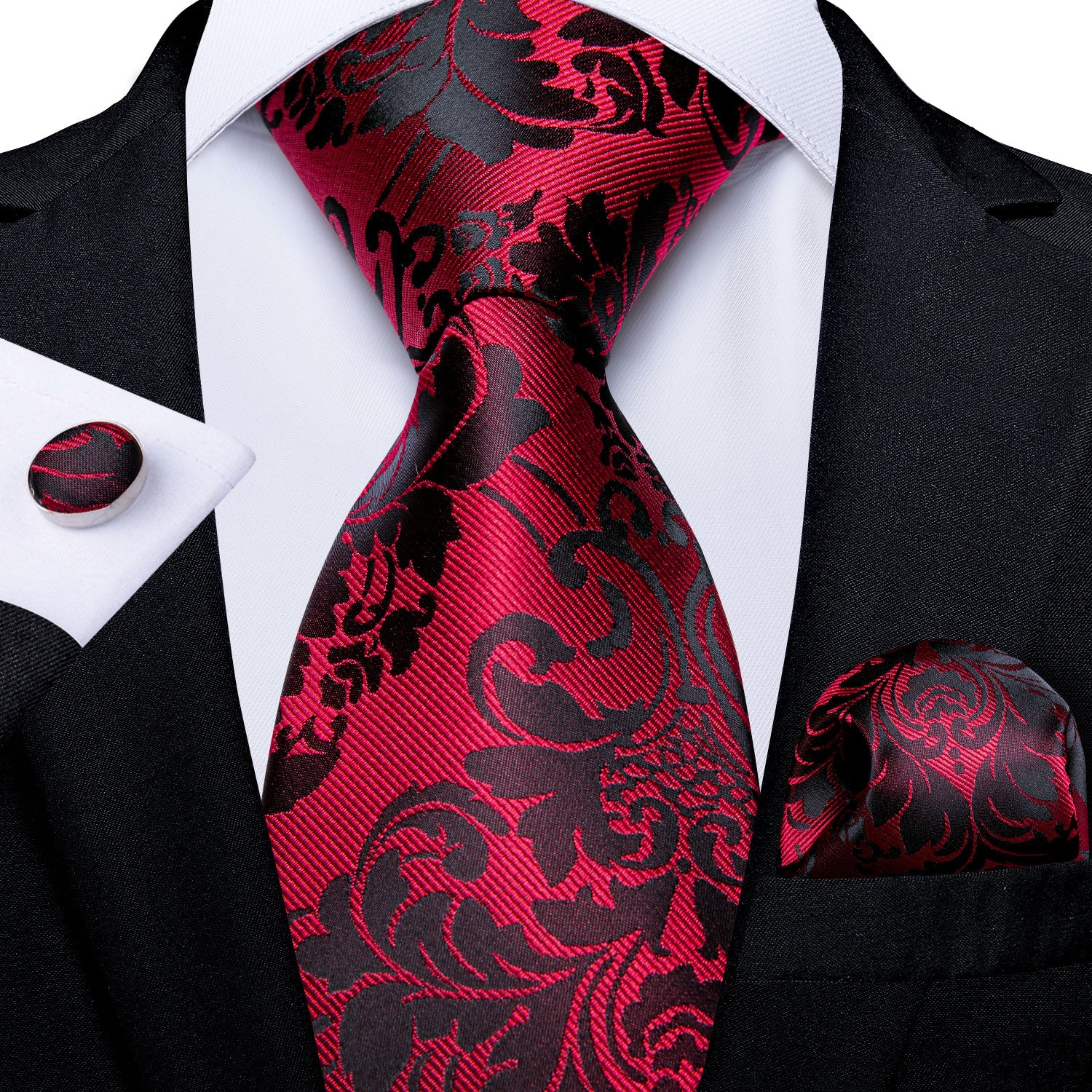 Designer Wedding Men's Tie Red  Solid Striped Paisley Neckties For Men Business Hanky Cufflinks Tie Set The Clothing Company Sydney