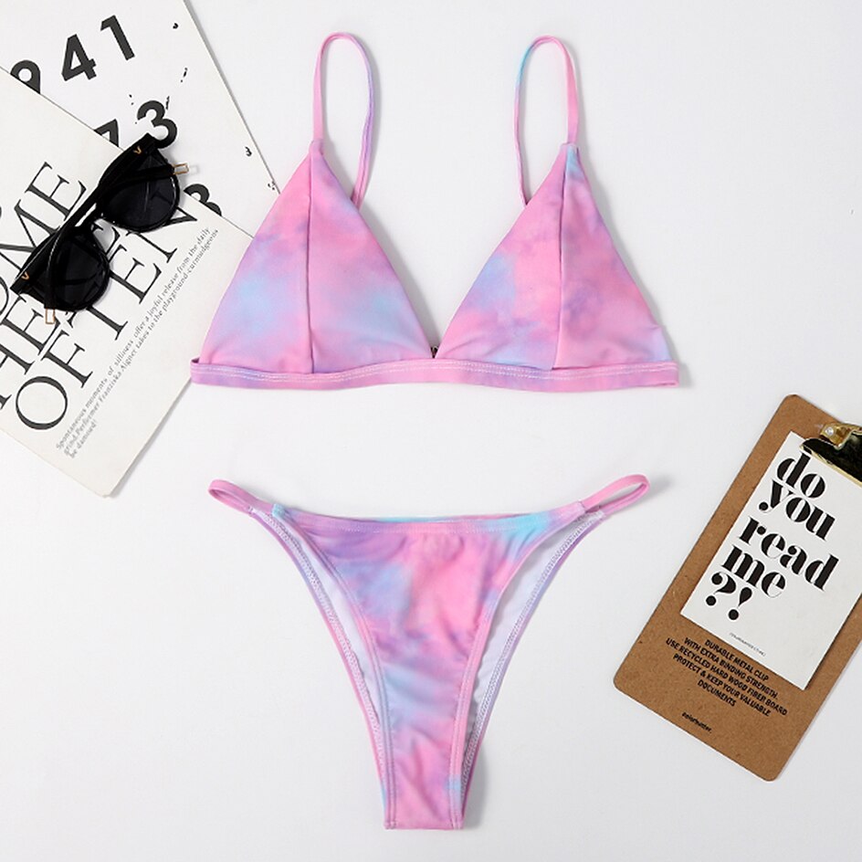 2 Piece Bikini Micro Women's Swimsuit Tie Dye Mini Thong Bikinis Set Brazilian Swimming Swimwear Bathing Suit The Clothing Company Sydney
