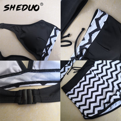 Two Piece Plus Size Tankini Swimming suits Swimwear Patchwork Bikini White boho Printed Swimsuit The Clothing Company Sydney