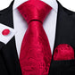 Designer Wedding Men's Tie Red  Solid Striped Paisley Neckties For Men Business Hanky Cufflinks Tie Set The Clothing Company Sydney