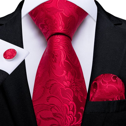 Designer Wedding Men's Tie Red  Solid Striped Paisley Neckties For Men Business Hanky Cufflinks Tie Set The Clothing Company Sydney