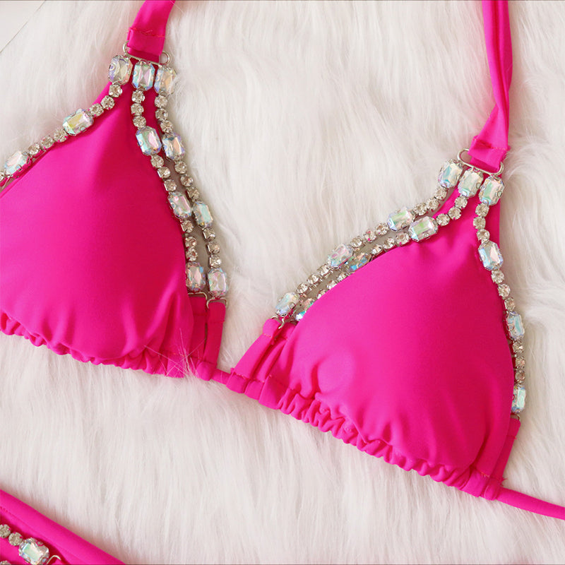 2 Piece triangle swimsuit diamond halter bathing suit swimwear Bikini Set The Clothing Company Sydney