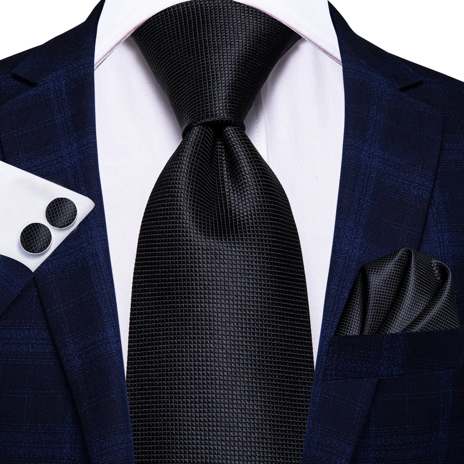 3 Piece 8.5cm Business Solid Paisley 100% Silk Men's Tie Neck Strip Ties for Men Formal Luxury Wedding Neckties Cufflinks Pocket Square The Clothing Company Sydney