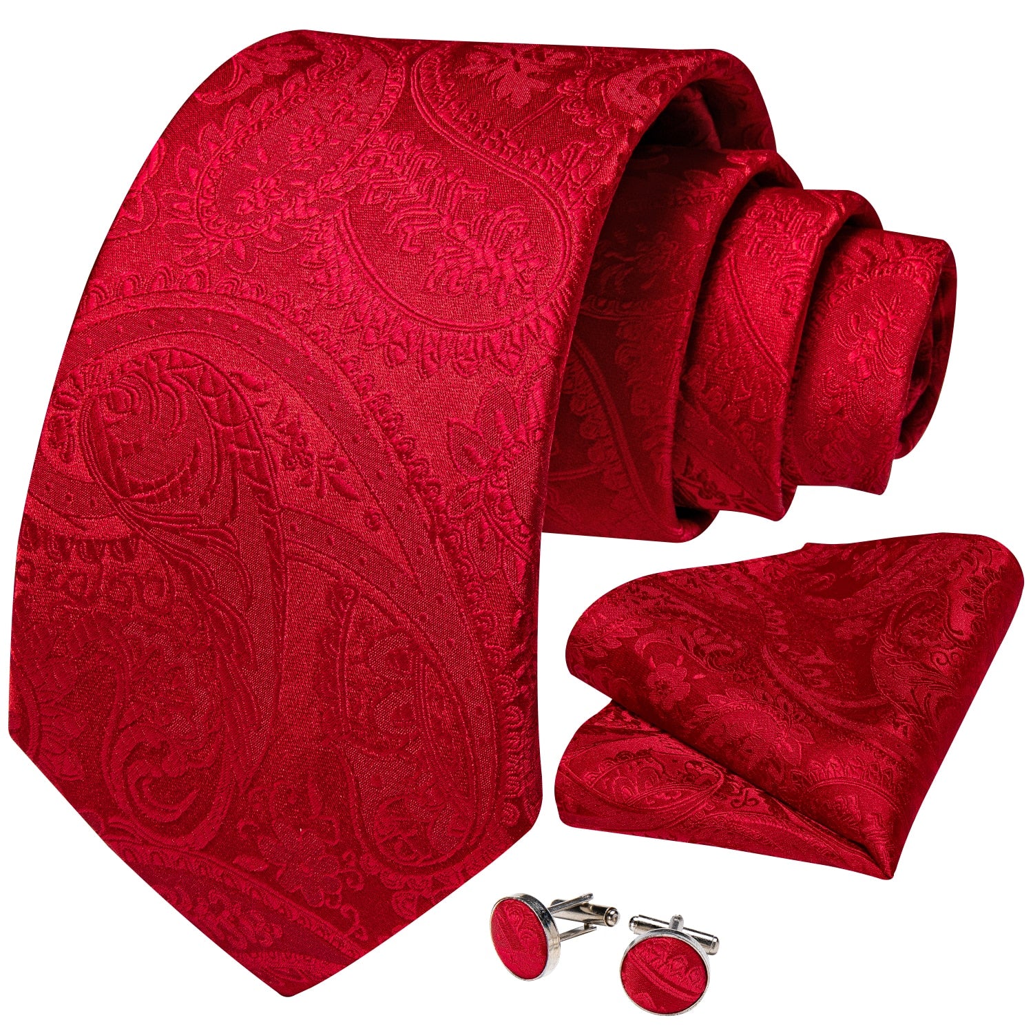 Designer Wedding Men's Tie Red  Solid Striped Paisley Neckties For Men Business Hanky Cufflinks Tie Set The Clothing Company Sydney