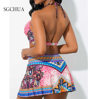 2 Piece Swimwear High Waist Swimsuit With Skrit Print Retro Vintage Bikini Set The Clothing Company Sydney