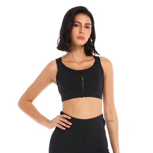 Front Zipper Sports Bra Gym Plus Size 5XL Velcro Adjustable Fitness Yoga Shockproof High Support All-in-one Bras Top The Clothing Company Sydney