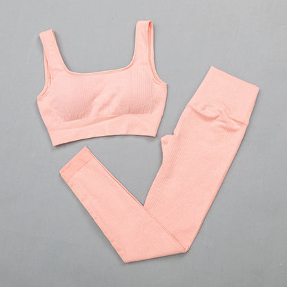 2 Piece High Waist Sports Legging Gym Women's sportswear Seamless Fitness Yoga Suit High Stretchy Workout Padded Sports Bra Leggings Set The Clothing Company Sydney
