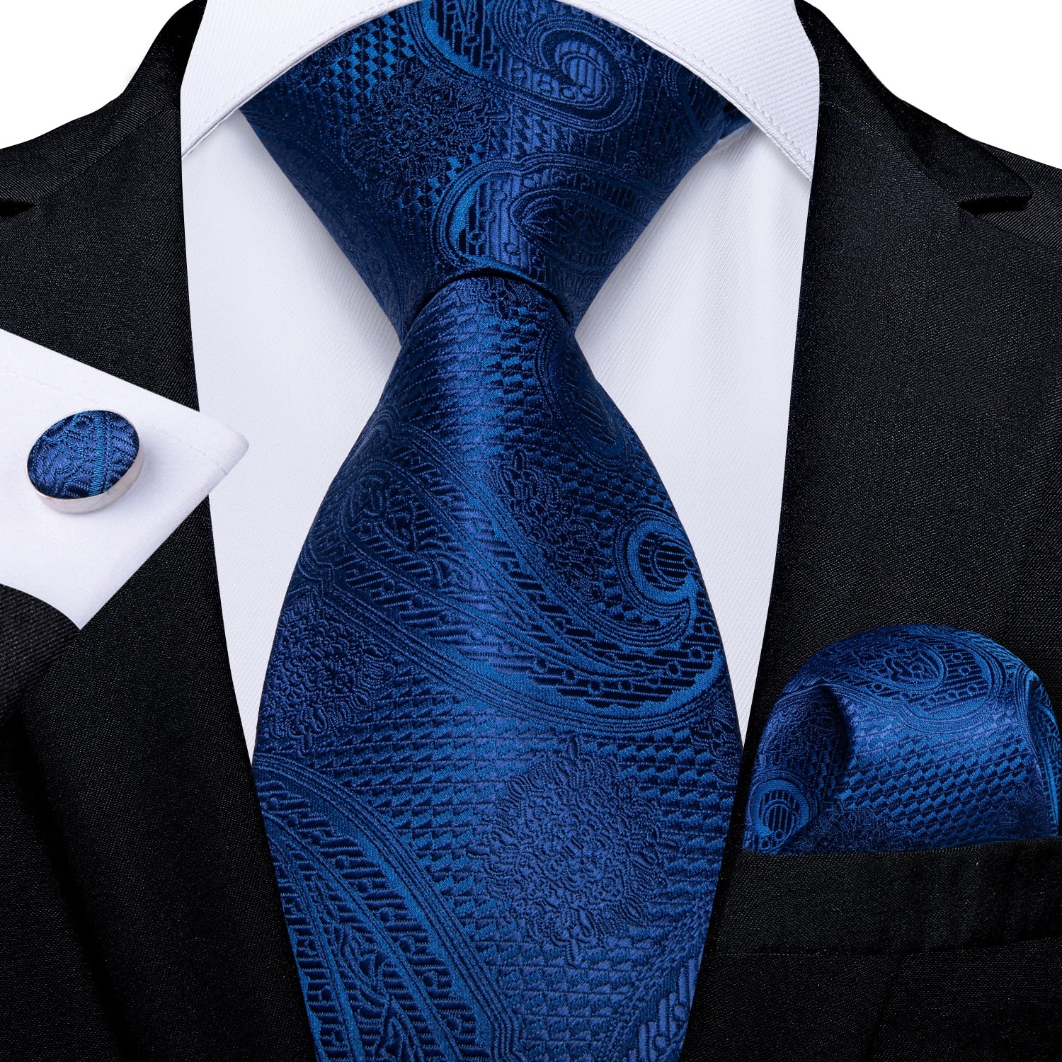 Classic 100% Silk Men's Ties 8cm Blue Plaid Dot Striped Business Necktie Handkerchief Wedding Party Tie Set The Clothing Company Sydney