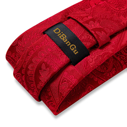 Designer Wedding Men's Tie Red  Solid Striped Paisley Neckties For Men Business Hanky Cufflinks Tie Set The Clothing Company Sydney