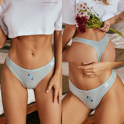 Fruit Embroidery Panties Cotton G-String Underwear Thong Lingerie Underpants T-Back Pantys Intimates Panties The Clothing Company Sydney