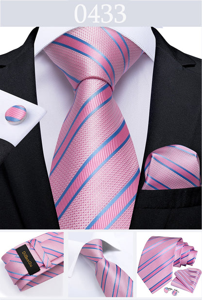 3 Piece Designer Men's Wedding Tie Gold Black Striped Silk Neck Ties For Men Hanky Cufflinks Set Business Party Wear The Clothing Company Sydney
