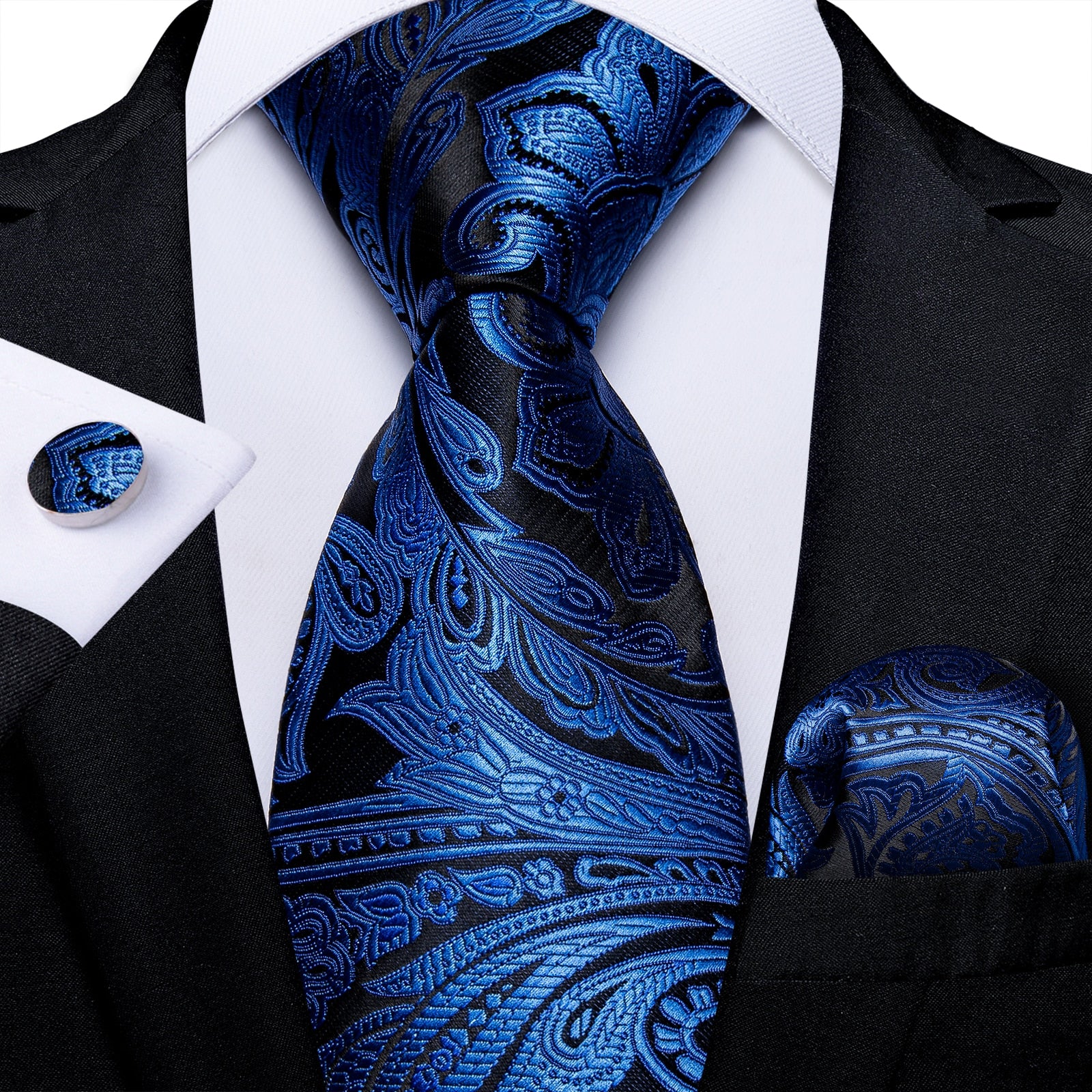 3 Piece Classic 100% Silk Men's Ties 8cm Blue Plaid Dot Striped Business Necktie Handkerchief Wedding Party Tie Set The Clothing Company Sydney