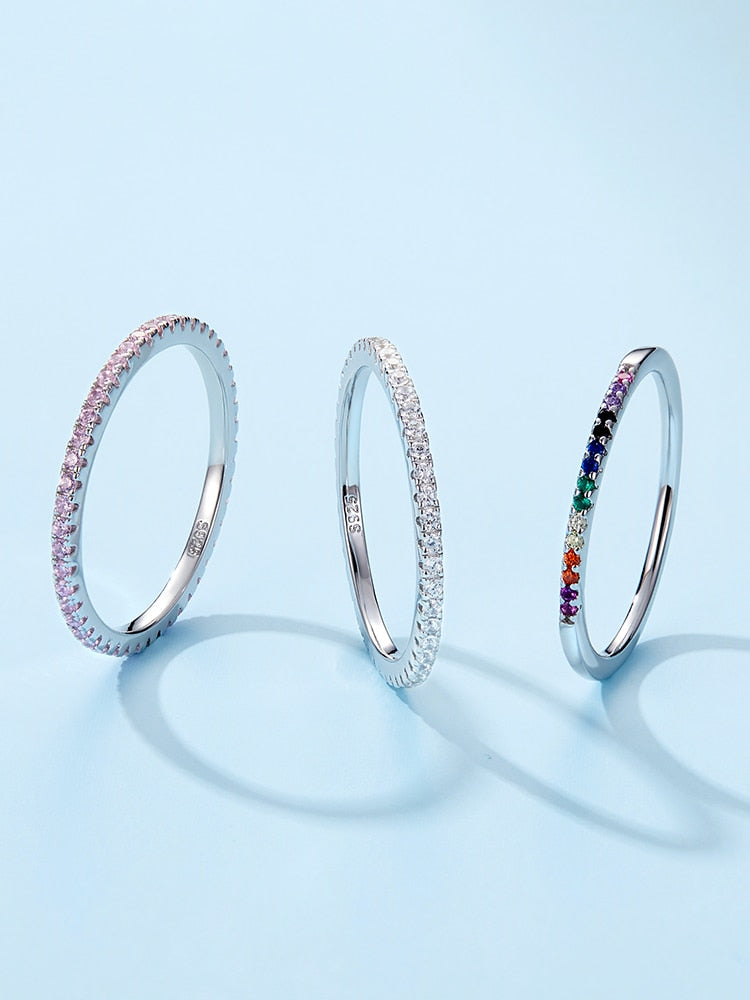 925 Sterling Silver CZ Simulated Diamond Stackable Ring Platinum Plated Eternity Bands for Women The Clothing Company Sydney