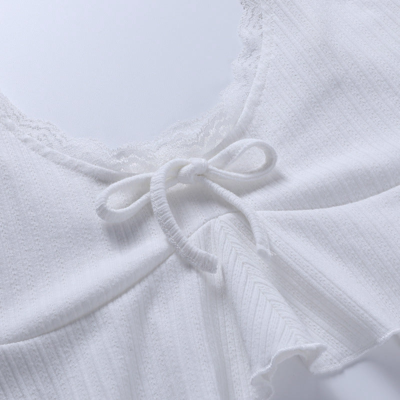 Summer Lace Suits Fashion Solid Tracksuit V-neck Costume Two Pieces (Tops+Shorts) Outwear Sets The Clothing Company Sydney