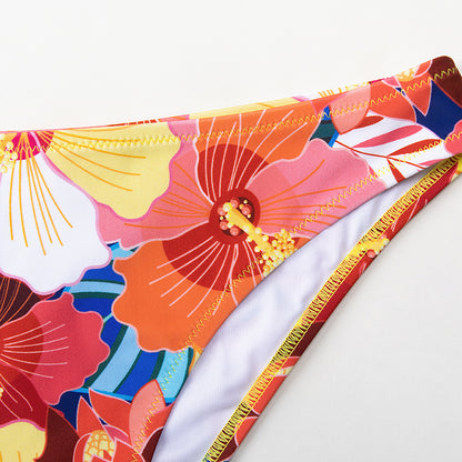 Red and Floral Print Low-Waisted Bikini Sets Swimsuit Bow-knot Two Piece Swimwear Beach Bathing Suits The Clothing Company Sydney