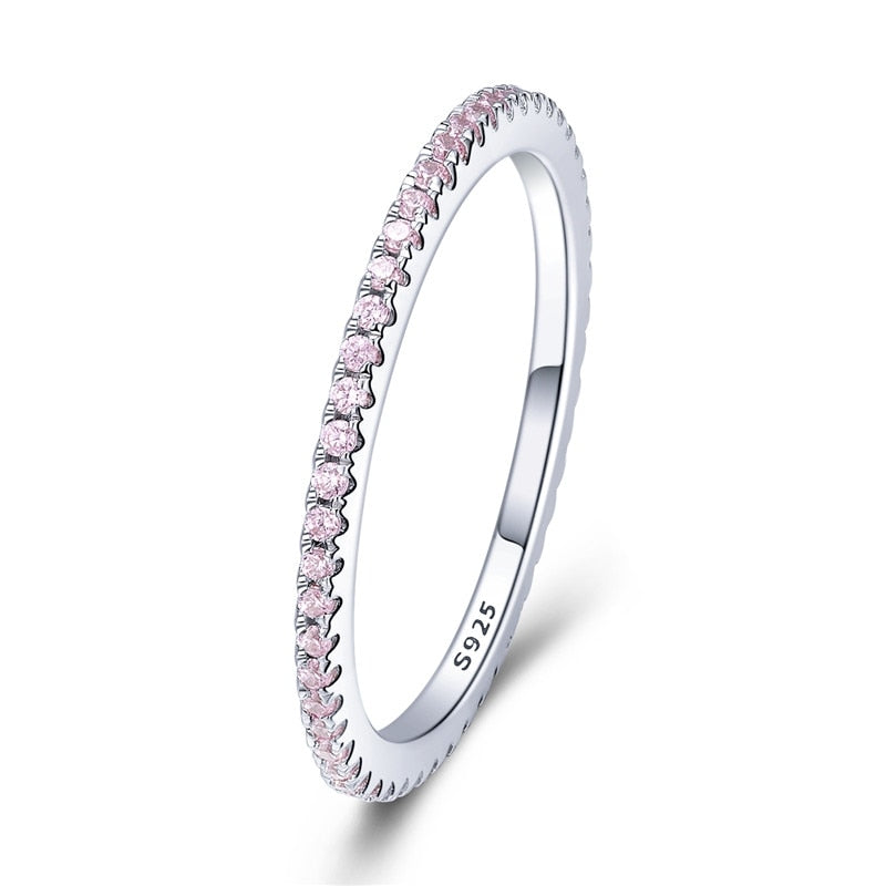 925 Sterling Silver CZ Simulated Diamond Stackable Ring Platinum Plated Eternity Bands for Women The Clothing Company Sydney
