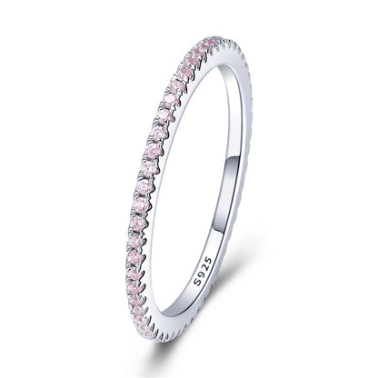 925 Sterling Silver CZ Simulated Diamond Stackable Ring Platinum Plated Eternity Bands for Women The Clothing Company Sydney