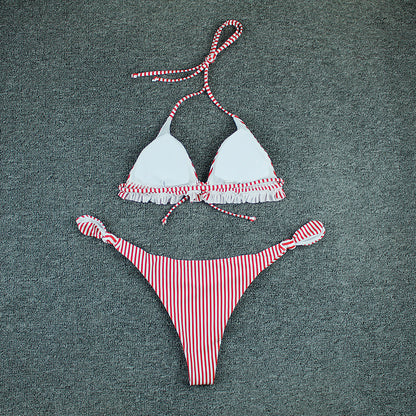 Bikini Swimwear Swimsuit High Waist Striped Thong Bikini Set Summer Brazilian Beach Bathing Suit The Clothing Company Sydney