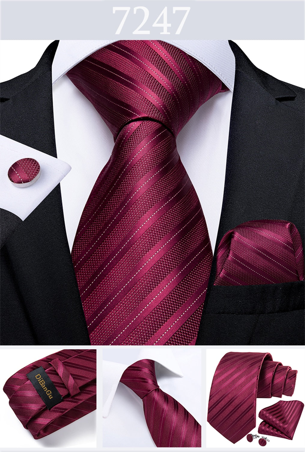 3 Piece Designer Men's Wedding Tie Gold Black Striped Silk Neck Ties For Men Hanky Cufflinks Set Business Party Wear The Clothing Company Sydney