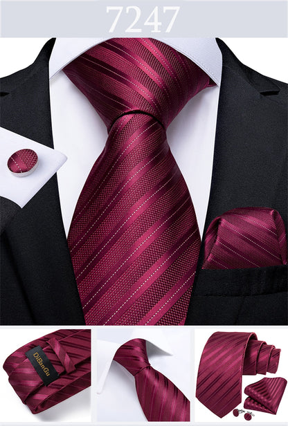 3 Piece Designer Men's Wedding Tie Gold Black Striped Silk Neck Ties For Men Hanky Cufflinks Set Business Party Wear The Clothing Company Sydney