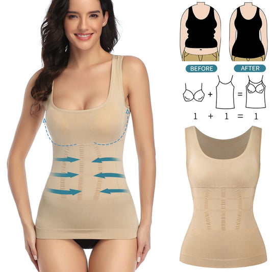 Women's Padded Shapewear Camisole Body Shaper Compression Shirt With Pads Waist Trainer Tummy Control Tank Tops Seamless Corset The Clothing Company Sydney