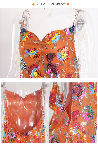 Sequin Backless Slip Mini Chain Straps Short Tulle Cocktail Summer Party Night Lush Prom Dress The Clothing Company Sydney