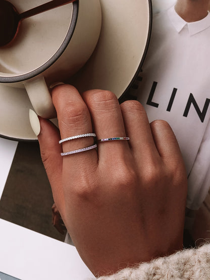 925 Sterling Silver CZ Simulated Diamond Stackable Ring Platinum Plated Eternity Bands for Women The Clothing Company Sydney