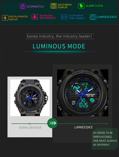 Sanda Military Army Sport Style Wristwatch Dual Display Men's Watch Clothing Company Sydney