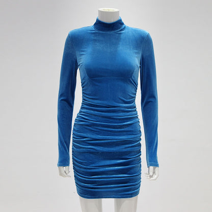 Bodycon Velvet Mini Dress Women Autumn Long Sleeve High Neck Party Dresses Female Velvet Sheath Dress The Clothing Company Sydney