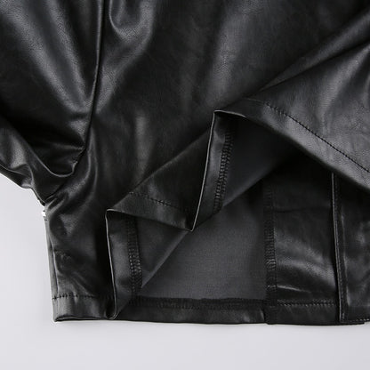 Streetwear Punk Style Patchwork Cropped PU Leather Jacket Women Zipper Autumn Winter Jacket Contrast Color Basic Coat The Clothing Company Sydney