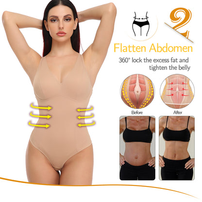 Shapewear Bodysuit Thong Shaper for Women Waist Trainer Body Shaper Deep V Neck Underwear Built-in Bra Camisole The Clothing Company Sydney