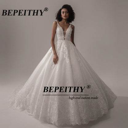 V Neck Sleeveless Wedding Dresses A Line Ivory Lace Romantic Bride Boho Bridal Gown The Clothing Company Sydney
