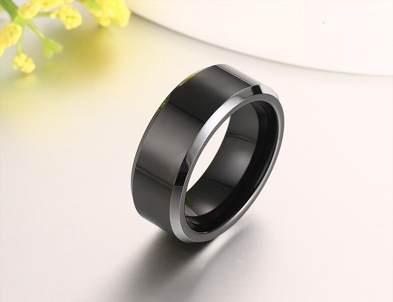 Black 8mm Real Tungsten Carbide Rings for Men Party Jewellery Simple Smooth Ring The Clothing Company Sydney