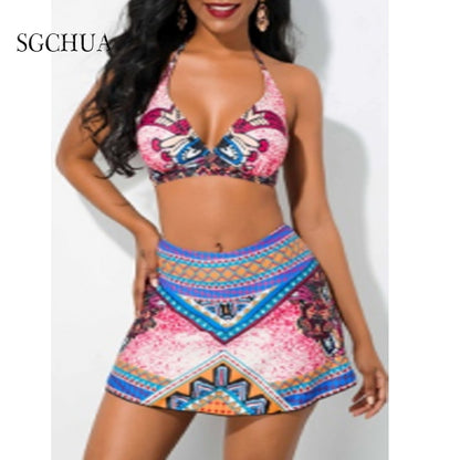 2 Piece Swimwear High Waist Swimsuit With Skrit Print Retro Vintage Bikini Set The Clothing Company Sydney