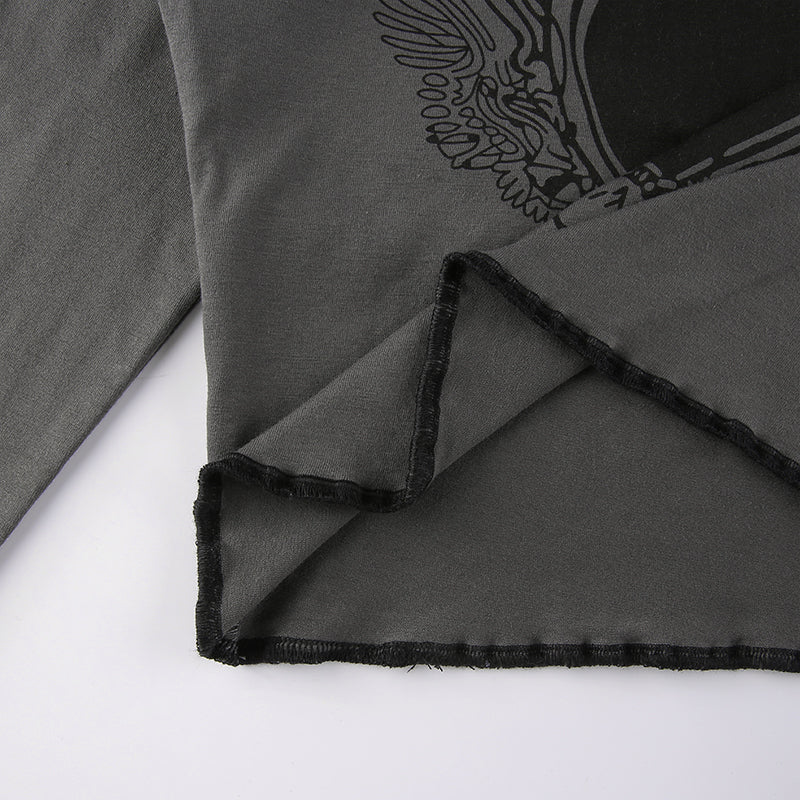 Grunge Retro Fashion Heart Printed Autumn T-shirts for Women Crop Top Dark Academia Gothic Clothes Aesthetic T shirt The Clothing Company Sydney