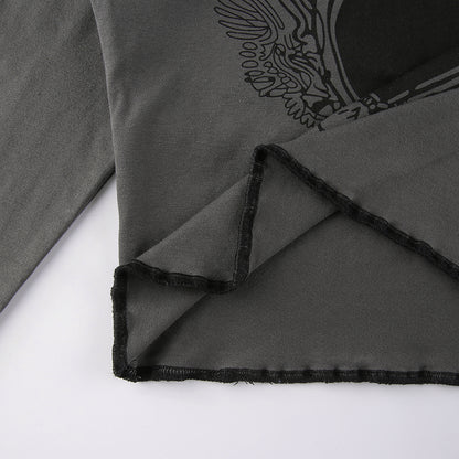 Grunge Retro Fashion Heart Printed Autumn T-shirts for Women Crop Top Dark Academia Gothic Clothes Aesthetic T shirt The Clothing Company Sydney