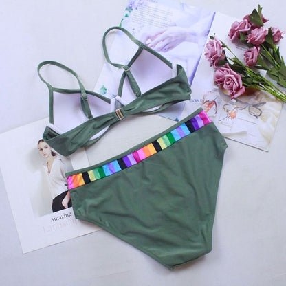 2 Piece Black Bikini Set Swimwear Print Swimsuit Push Up Polka Dots Bathing Suit Beachwear Biquini The Clothing Company Sydney