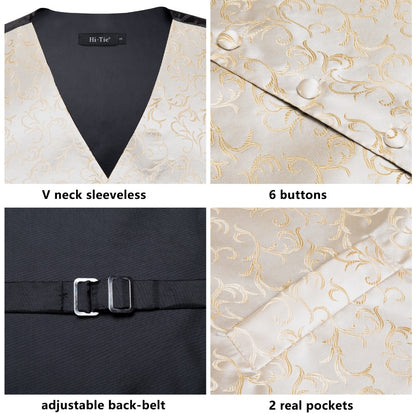 4Piece Mens Vest for Suit Luxury Paisley Floral Plaid Suit Silk Vest and Tie Set Blue Gold Red Sliver Wedding Vest The Clothing Company Sydney
