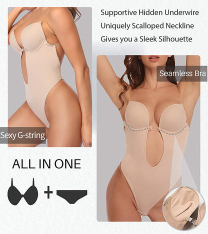 Women's Backless Shapewear Bodysuti Shaper Lace Smooth Plunge Body Briefer V-Neck Strapless Backless Bodysuit for Weddings The Clothing Company Sydney