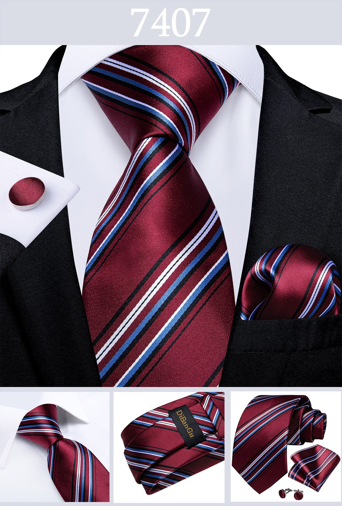 3 Piece Designer Men's Wedding Tie Gold Black Striped Silk Neck Ties For Men Hanky Cufflinks Set Business Party Wear The Clothing Company Sydney