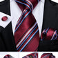 Designer Wedding Men's Tie Red  Solid Striped Paisley Neckties For Men Business Hanky Cufflinks Tie Set The Clothing Company Sydney