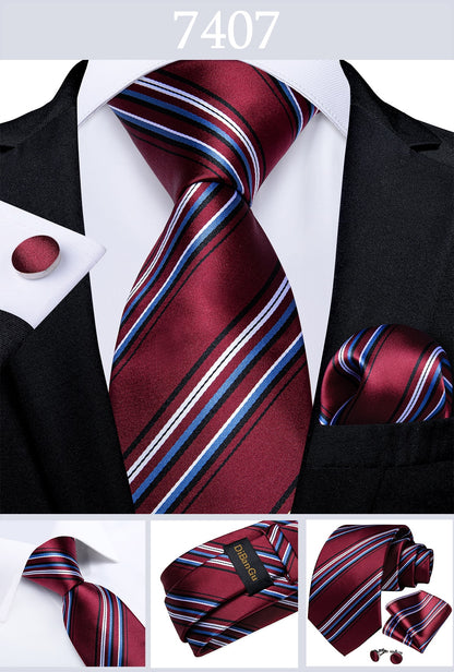 Designer Wedding Men's Tie Red  Solid Striped Paisley Neckties For Men Business Hanky Cufflinks Tie Set The Clothing Company Sydney