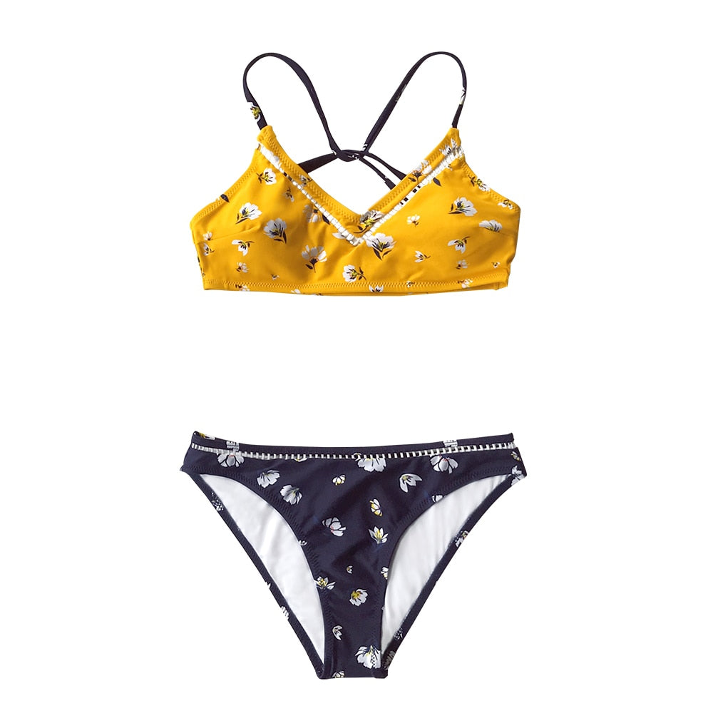 Cut out Low-waist Bikini Sets Swimwear Swimsuits Bathing Suit Navy Floral Tank Bikinis Beachwear The Clothing Company Sydney