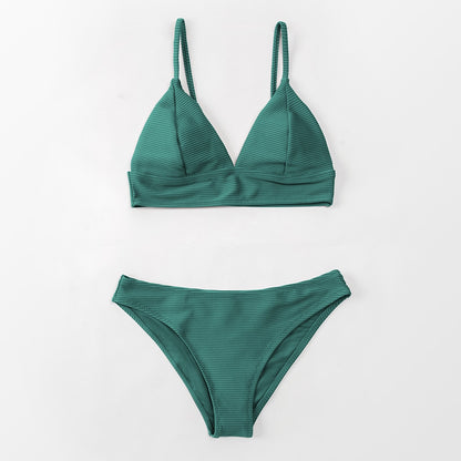 Army Green Solid Bikini Set Triangle Two Piece Swimwear Plain Beach Bathing Suit Swimsuits The Clothing Company Sydney