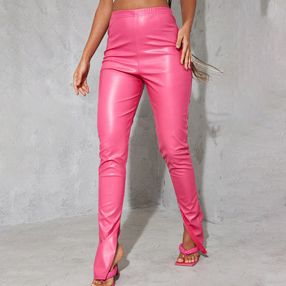 Ladies PU Leather Cut Out Pencil Pants Skinny Trousers Streetwear Bottom Punk Pants Split Fashion Party Pants The Clothing Company Sydney